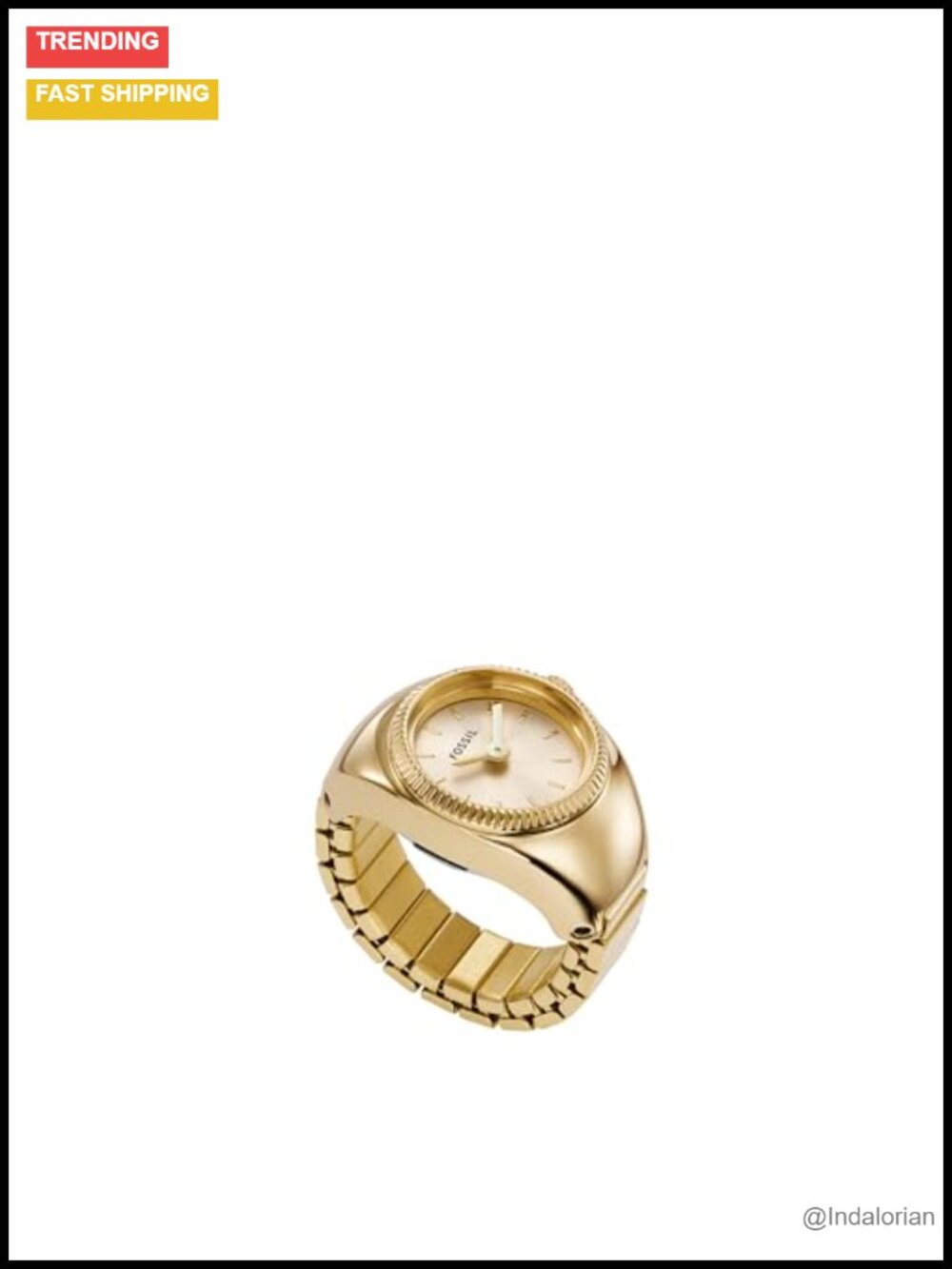 Quartz Stainless Steel Two-Hand Ring Watch for Women Flexible Band
